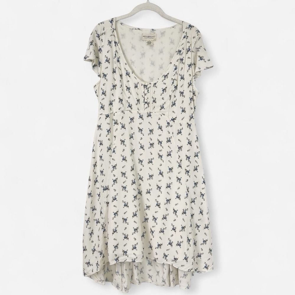 Denim & Supply Ivory Floral Print Fit & Flare Country Modest Dress Size 12